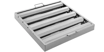 stainless steel VEVOR hood filters with handles and removable baffle plates.